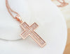 Image of Elegant Cross Pendant Fashion Jewelry Necklace 18K Rose Gold Plated with Sparkling CZ Gemstones