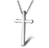 Image of Silver Cross Pendant Stainless Steel Necklace Fashion Jewelry