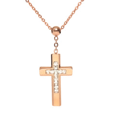 Gold Cross Necklace with Crystal for Women / Girl