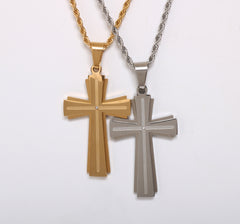 Cross Necklace Silver or Gold Plated with CZ Gemstone for Men