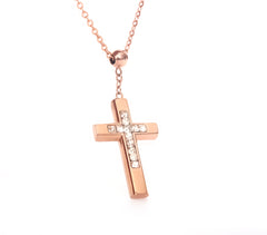 Gold Cross Necklace with Crystal for Women / Girl
