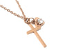 Image of Gold Cross Necklace with Heart and Crystal for Women
