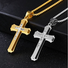 Image of Cross Necklace for Men, Gold Plated Stainless Steel Titanium - Best Gift for Baptism / Christening / Christmas / Birthday for Men, Pastor, Priest, Teens, Boys, Holy Religious Christian, Catholic Gifts