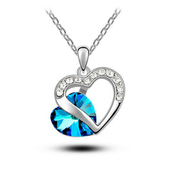 Blue Crystal Heart Pendant Fashion Jewelry Necklace