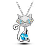 Image of Cute Cat with Crystal Heart and Eyes Fashion Jewelry Necklace