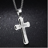 Image of Cross Necklace for Men, Gold Plated Stainless Steel Titanium - Best Gift for Baptism / Christening / Christmas / Birthday for Men, Pastor, Priest, Teens, Boys, Holy Religious Christian, Catholic Gifts