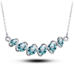 Blue Wave Crystal Pendant Fashion Jewelry Necklace