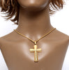 Image of Cross Necklace Silver or Gold Plated with CZ Gemstone for Men