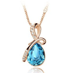 Eternal Love Angel Teardrop Crystal Pendant Fashion Jewelry Necklace