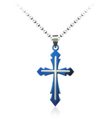Blue Cross Pendant Necklace Fashion Jewelry
