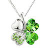 Image of Lucky Four-Leaf Clover Crystal Pendant Fashion Jewelry Necklace (Green Crystal)