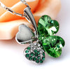 Image of Lucky Four-Leaf Clover Crystal Pendant Fashion Jewelry Necklace (Green Crystal)