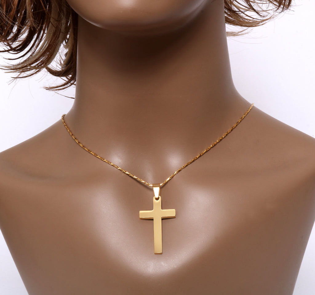 Silver or Gold Plated Cross Pendant Necklace