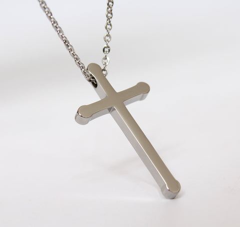 Silver Cross Pendant Stainless Steel Necklace Fashion Jewelry