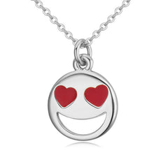 Smiley Emoji Silver Plated Fashion Pendant Necklace – Great Christmas Presents for Emoji Fans