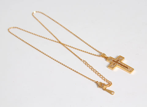 Elegant Cross Pendant Necklace 18K Rose Gold Plated