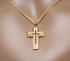 Image of Elegant Cross Pendant Fashion Jewelry Necklace 18K Gold Plated with Sparkling CZ Gemstones