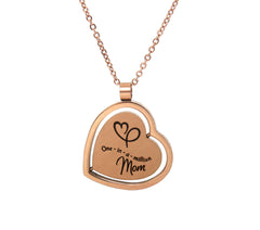Mother's Day Gift Jewelry - Unique Rotating Heart Pendant "One in a Million Mom" Necklace - Rose Gold Plated