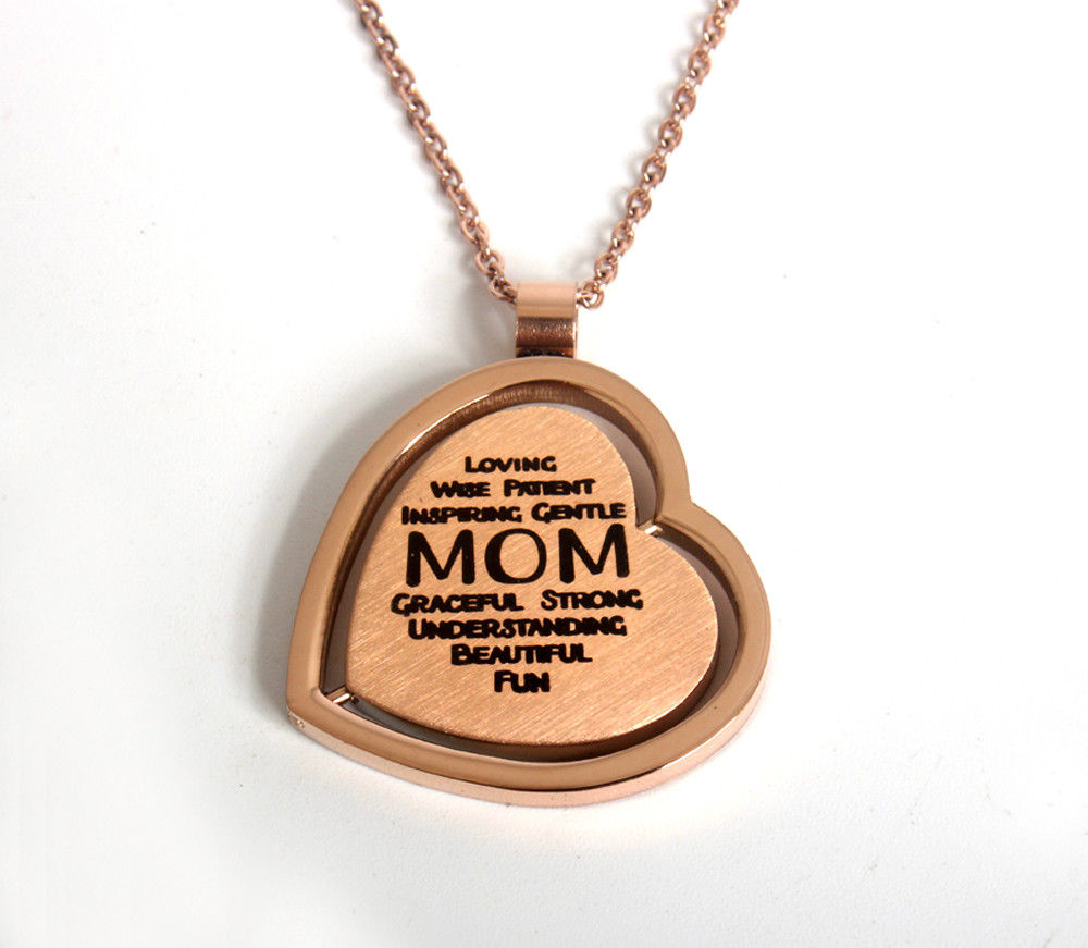 Mother's Day Gift Jewelry - Rose Gold Plated Heart Pendant Necklace for Mom